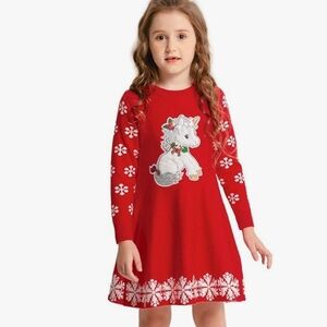 Boutique Girls Unicorn & Snowflake Design Holiday Christmas Dress 6-8